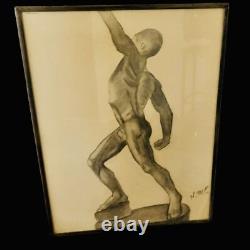 Male Black African American Charcoal Pencil Sketch Drawing Framed? Original Art