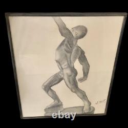 Male Black African American Charcoal Pencil Sketch Drawing Framed? Original Art