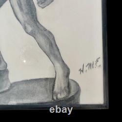 Male Black African American Charcoal Pencil Sketch Drawing Framed? Original Art