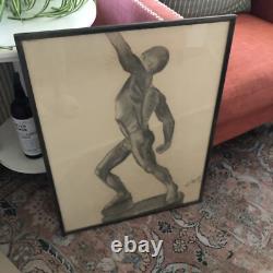 Male Black African American Charcoal Pencil Sketch Drawing Framed? Original Art