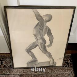Male Black African American Charcoal Pencil Sketch Drawing Framed? Original Art