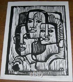 Margaret Burroughs Important African American Artist, Faces of Family Lithograph