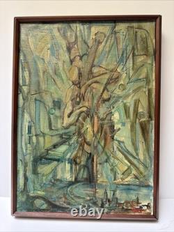 Mid Century Cubist Painting Musician Milt Simon African American Black Artist