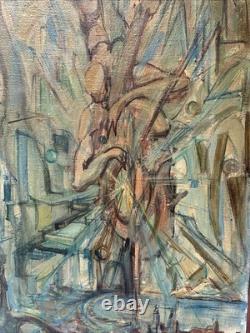 Mid Century Cubist Painting Musician Milt Simon African American Black Artist
