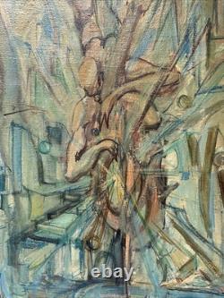 Mid Century Cubist Painting Musician Milt Simon African American Black Artist