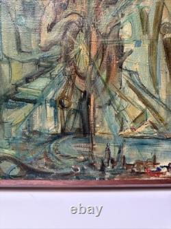 Mid Century Cubist Painting Musician Milt Simon African American Black Artist
