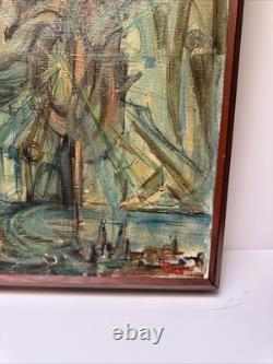 Mid Century Cubist Painting Musician Milt Simon African American Black Artist
