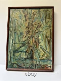 Mid Century Cubist Painting Musician Milt Simon African American Black Artist