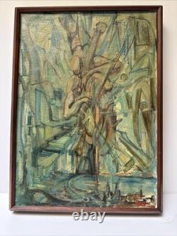 Mid Century Cubist Painting Musician Milt Simon African American Black Artist