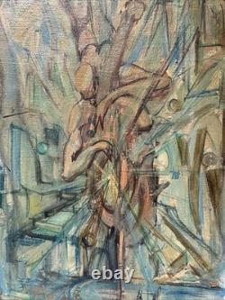 Mid Century Cubist Painting Musician Milt Simon African American Black Artist