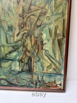 Mid Century Cubist Painting Musician Milt Simon African American Black Artist