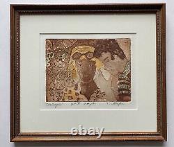 Mid Century Modern Maryellen Schafer Intaglio Print African American Black Girl