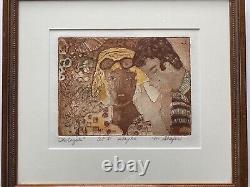 Mid Century Modern Maryellen Schafer Intaglio Print African American Black Girl