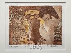 Mid Century Modern Maryellen Schafer Intaglio Print African American Black Girl