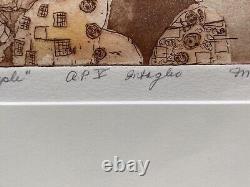 Mid Century Modern Maryellen Schafer Intaglio Print African American Black Girl