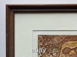 Mid Century Modern Maryellen Schafer Intaglio Print African American Black Girl