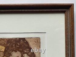 Mid Century Modern Maryellen Schafer Intaglio Print African American Black Girl
