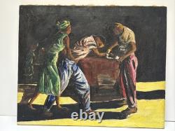 Mid Century Painting Black Man Men African American Modernism Antique Palmer Oil