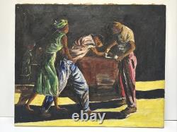 Mid Century Painting Black Man Men African American Modernism Antique Palmer Oil