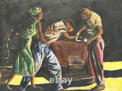 Mid Century Painting Black Man Men African American Modernism Antique Palmer Oil
