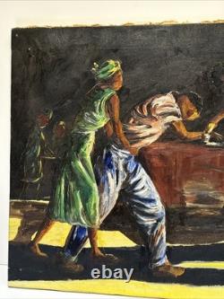 Mid Century Painting Black Man Men African American Modernism Antique Palmer Oil