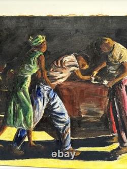 Mid Century Painting Black Man Men African American Modernism Antique Palmer Oil