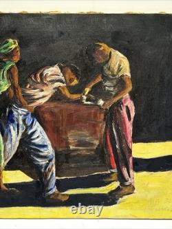Mid Century Painting Black Man Men African American Modernism Antique Palmer Oil