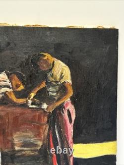 Mid Century Painting Black Man Men African American Modernism Antique Palmer Oil