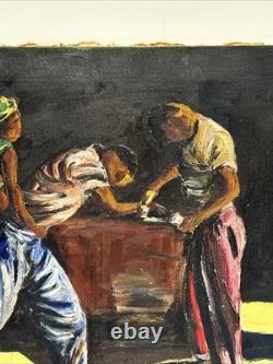 Mid Century Painting Black Man Men African American Modernism Antique Palmer Oil