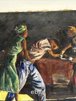 Mid Century Painting Black Man Men African American Modernism Antique Palmer Oil