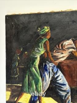 Mid Century Painting Black Man Men African American Modernism Antique Palmer Oil