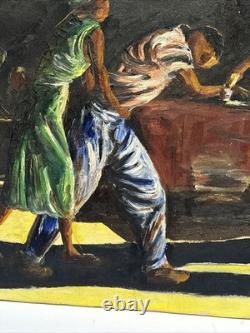 Mid Century Painting Black Man Men African American Modernism Antique Palmer Oil