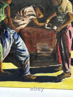 Mid Century Painting Black Man Men African American Modernism Antique Palmer Oil