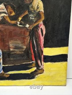 Mid Century Painting Black Man Men African American Modernism Antique Palmer Oil