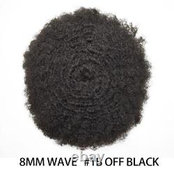 Mono PU Afro Curl Mens Toupee African American Human Black Hair Curly Systems
