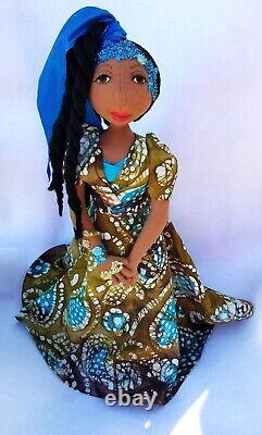 Mwango #395 Black African-American- 14''-16'' -#Doll-#handmade
