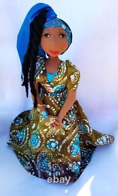 Mwango #395 Black African-American- 14''-16'' -#Doll-#handmade