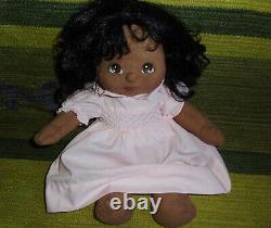 My Child girl doll AA brown eyes black hair pink dress vintage Mattel 14