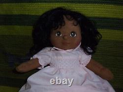 My Child girl doll AA brown eyes black hair pink dress vintage Mattel 14