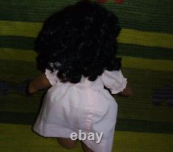 My Child girl doll AA brown eyes black hair pink dress vintage Mattel 14