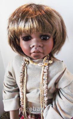 NEW 24 in ARIKA KAYE WIGGS AFRICAN AMERICAN BLACK NATIVE AUSTRALIAN BISQUE DOLL