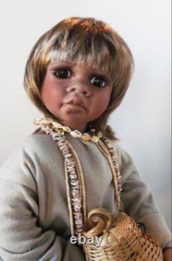 NEW 24 in ARIKA KAYE WIGGS AFRICAN AMERICAN BLACK NATIVE AUSTRALIAN BISQUE DOLL