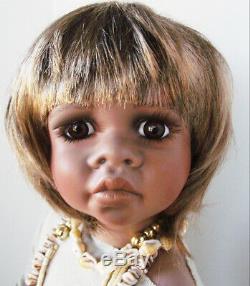 NEW 24in ARIKA KAYE WIGGS AFRICAN AMERICAN BLACK NATIVE AUSTRALIAN BISQUE DOLL