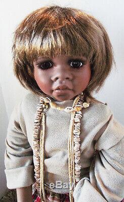 NEW 24in ARIKA KAYE WIGGS AFRICAN AMERICAN BLACK NATIVE AUSTRALIAN BISQUE DOLL