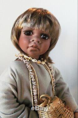 NEW 24in ARIKA KAYE WIGGS AFRICAN AMERICAN BLACK NATIVE AUSTRALIAN BISQUE DOLL