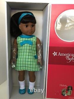 NIB American Girl 18 MELODY Doll withBook Outfit Dark Skin Black Hair RegPanties