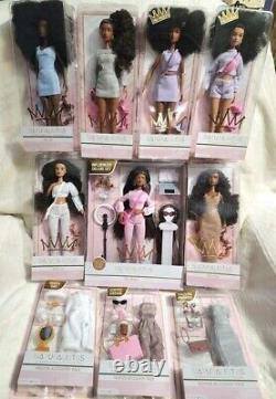 Naturalistas 7 African American Fashion Dolls and 3 Clothing Sets Complete NEW