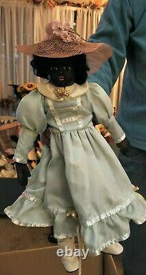 New! 15 Heubach-Kopplesdorf Black American Doll On Stuffed Ticking Body with