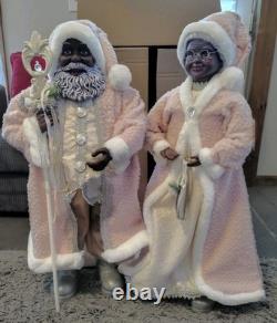New African American Black Santa Mrs Claus Greeter Display 33 Tall Beautiful