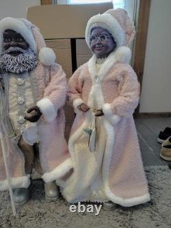 New African American Black Santa Mrs Claus Greeter Display 33 Tall Beautiful